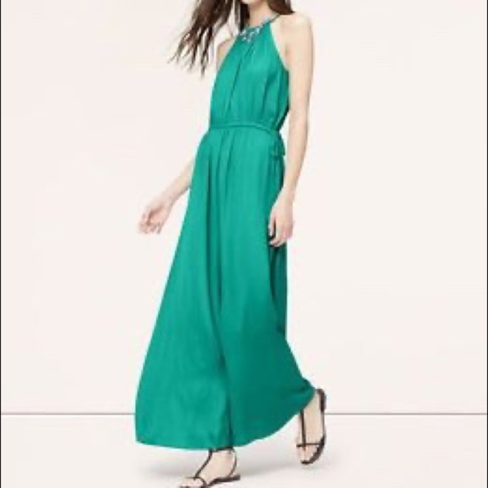 LOFT Emerald Halter Maxi — S